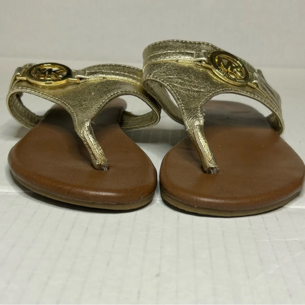 Girls Size 1 Gold Sandals MICHAEL KORS Thong Velcro Kids Shoes